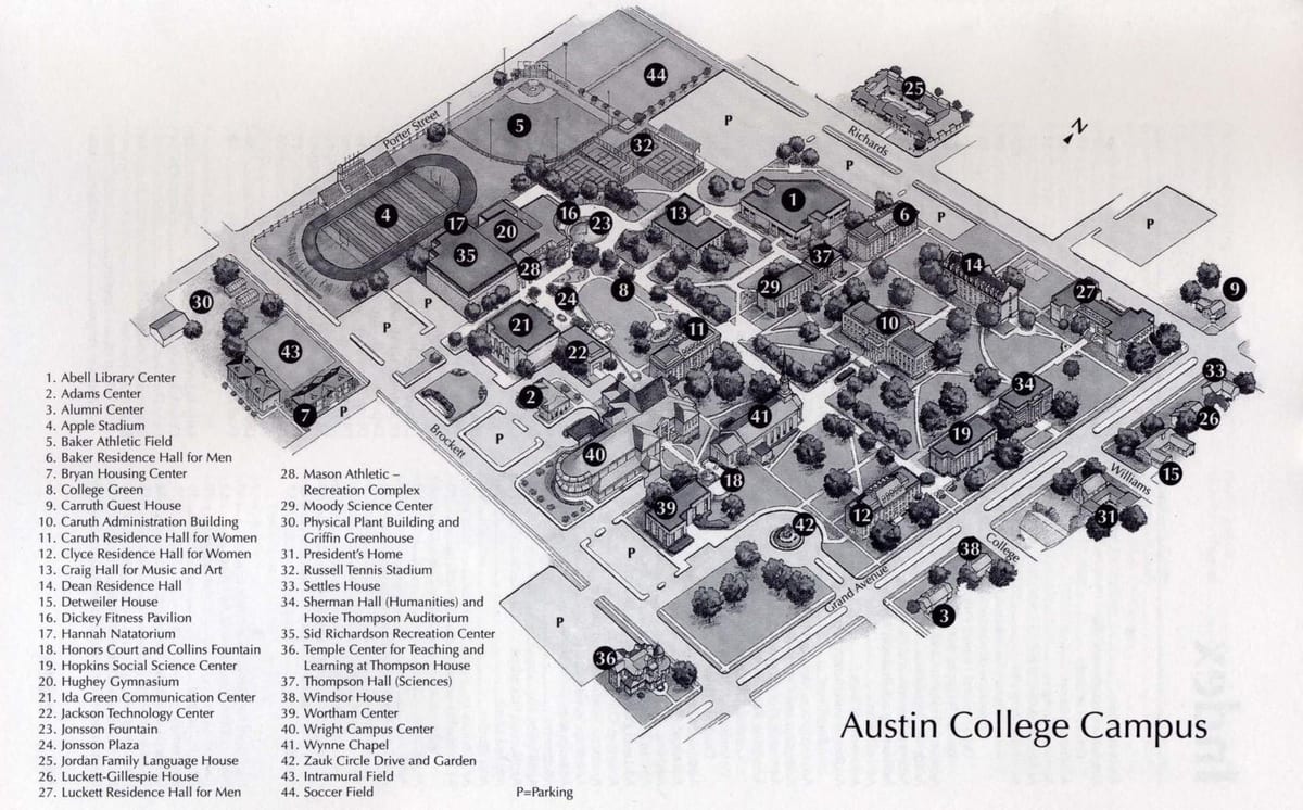 Austin Campus коллежа քարտեզի վրա