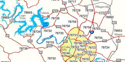 Zip կոդ քարտի Austin